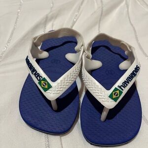 Havaianas Kids Navy Blue and White Brazilian Flag Flip Flops